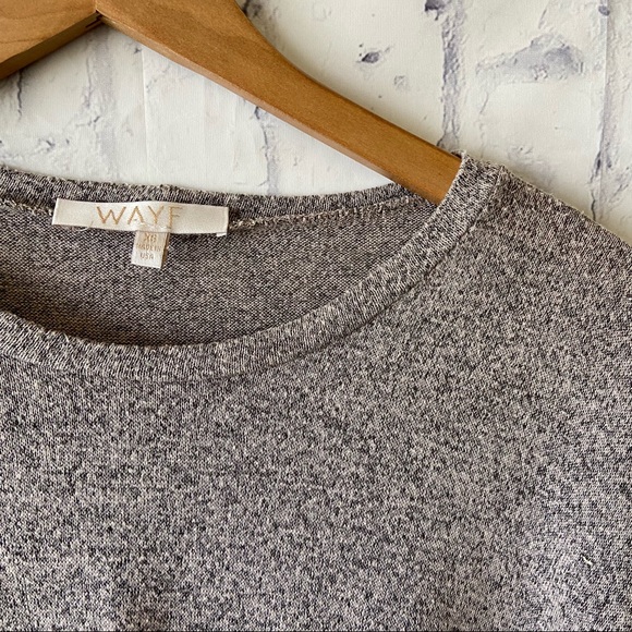 WAYF Marbled Ruffle Sleeve Long Sleeve Crewneck Top White Black Grey XS - Picture 6 of 6